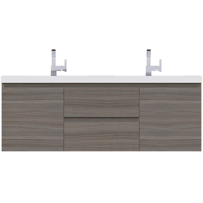 Alya Bath Paterno 60" Double Modern Wall Mounted Bathroom Vanity Gray AB-MOF60D-G