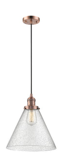 Innovations Lighting X-Large Cone 1-100 watt 12 inch Antique Copper Mini Pendant with Seedy glass 201CACG44L