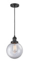 Innovations Lighting Beacon 1-100 watt 8 inch Black Mini Pendant with Clear glass 201CBKG2028