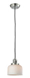 Innovations Lighting Large Bell 1-100 watt 8 inch Polished Nickel Mini Pendant with Matte White Cased glass 201CPNG71