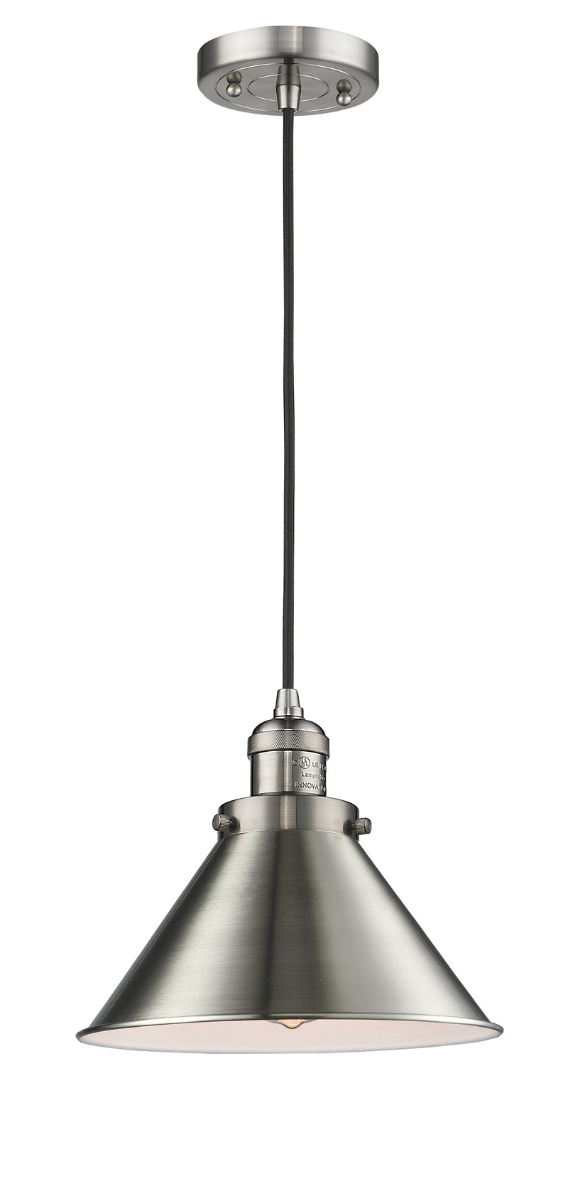 Innovations Lighting Briarcliff 1-100 watt 10 inch Brushed Satin Nickel Mini Pendant with Brushed Satin Nickel Briarcliff shades  201CSNM10SN