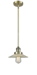 Innovations Lighting Halophane 1-100 watt 10 inch Antique Brass Mini Pendant with Halophane glass and Solid Brass Hang Straight Swivel 201SABG2