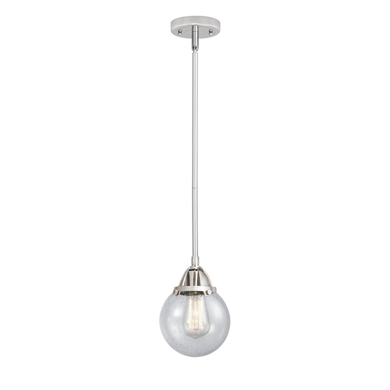 Beacon Mini Pendant shown in the Polished Chrome finish with a Seedy shade