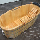 ALFI 61" Free Standing Wooden Bathtub with Cushion Headrest AB1163