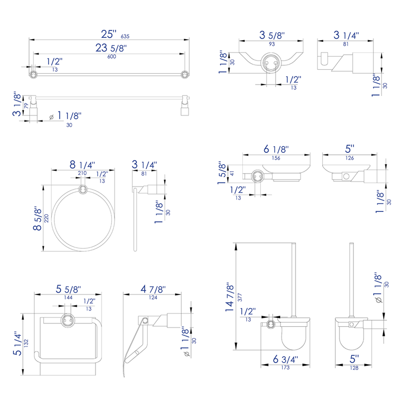 ALFI 6 Piece Matching Bathroom Accessory Set AB9508