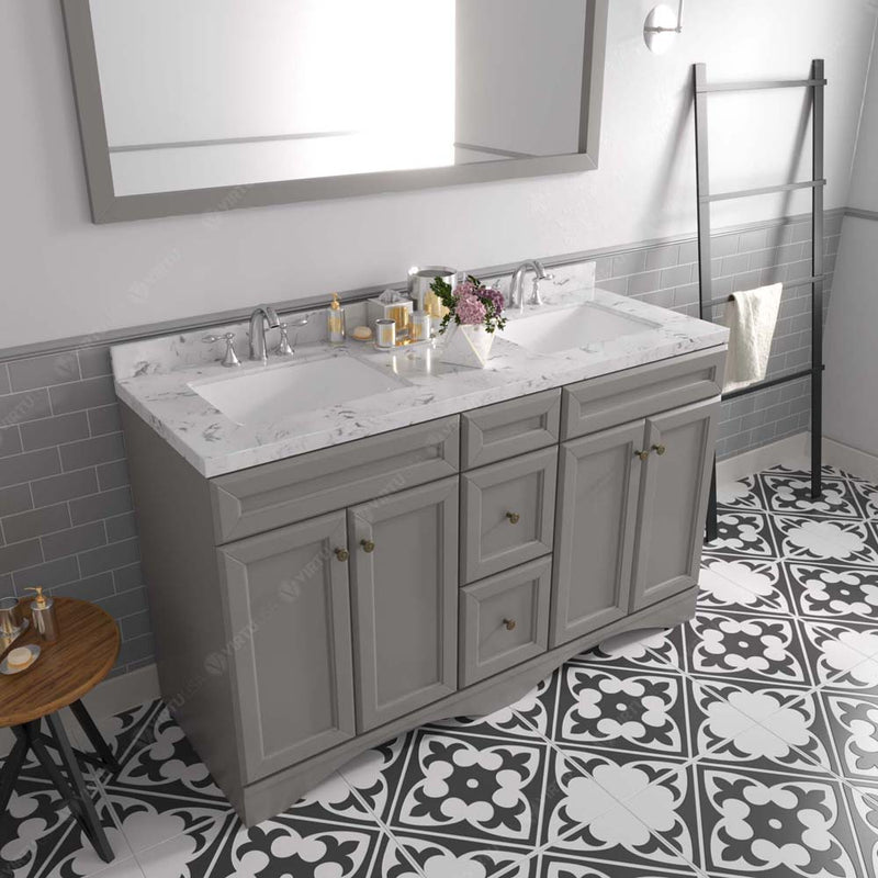 Modern Fittings Talisa 60" Double Bath Vanity with Cultured Marble Quartz Top and Square Sinks