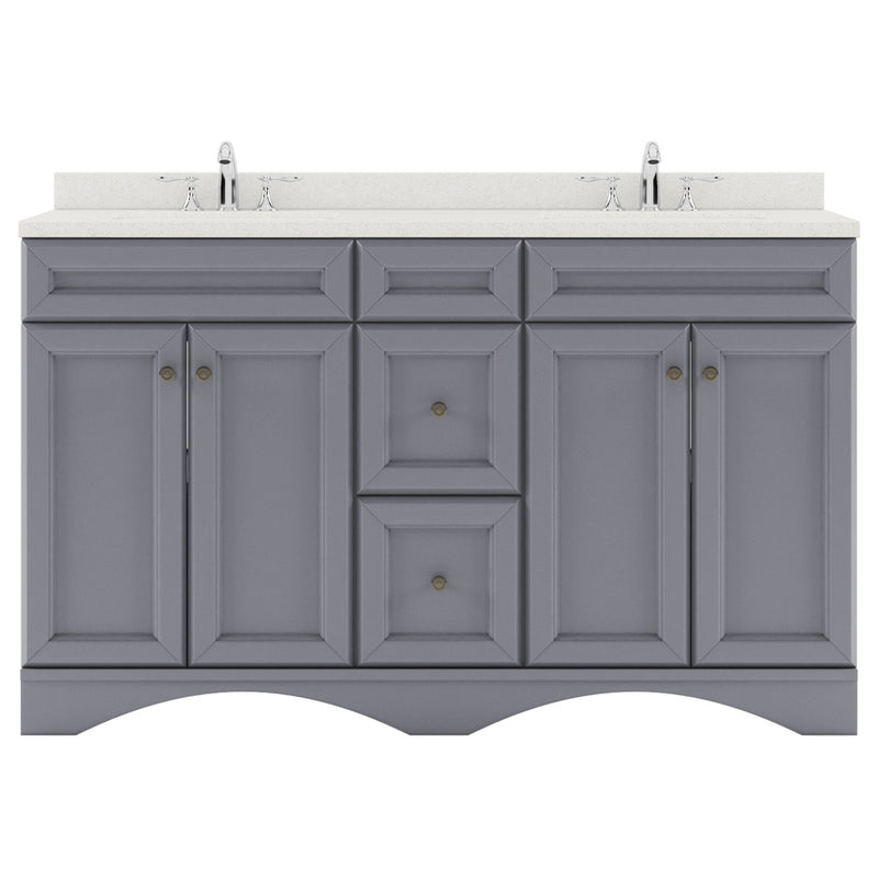 Modern Fittings Talisa 60" Double Bath Vanity with Dazzle White Quartz Top and Round Sinks