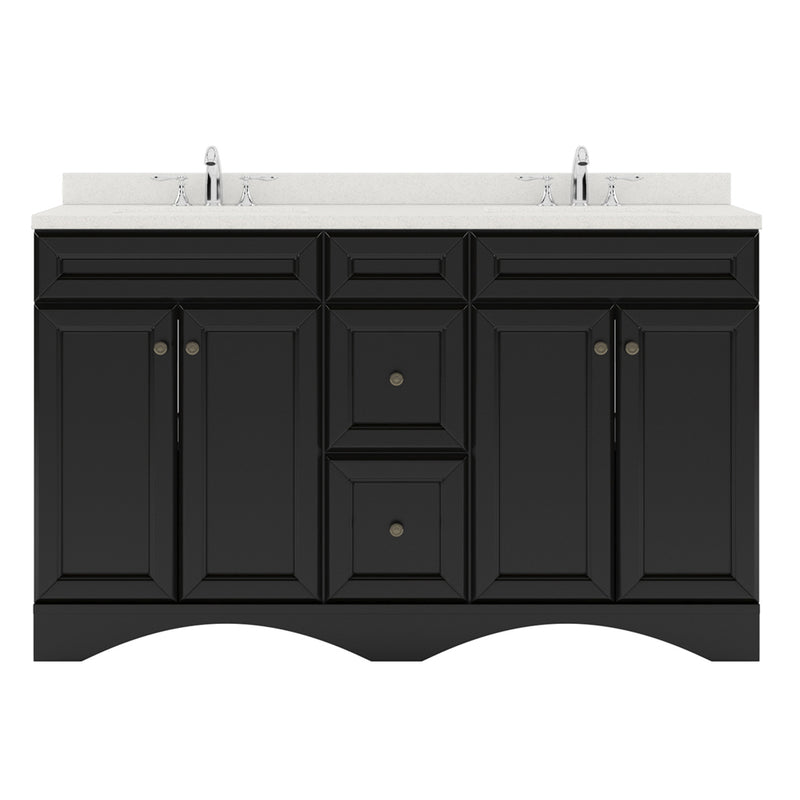 Modern Fittings Talisa 60" Double Bath Vanity with Dazzle White Quartz Top and Square Sinks