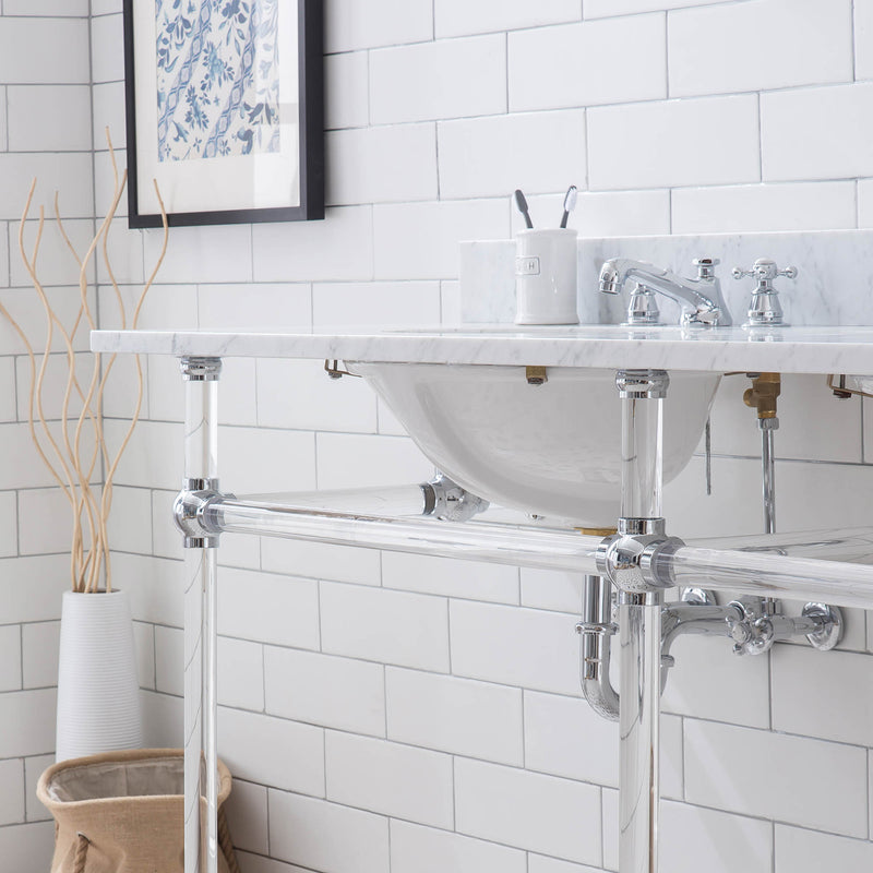 Water Creation Empire 72" Wide Double Wash Stand Only In Chrome Finish EP72A-0100
