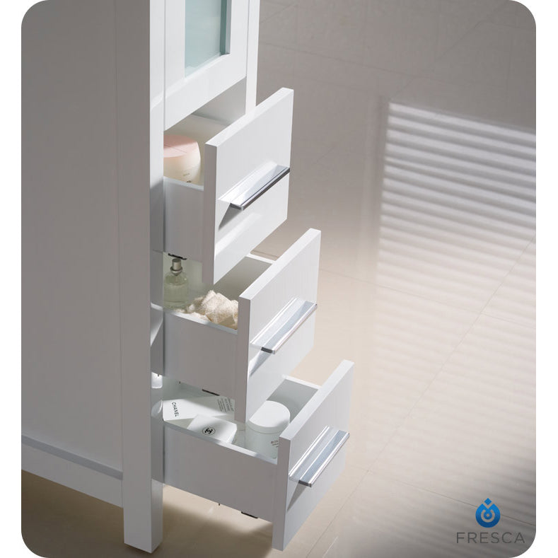 Fresca Torino White Tall Bathroom Linen Side Cabinet FST6260WH