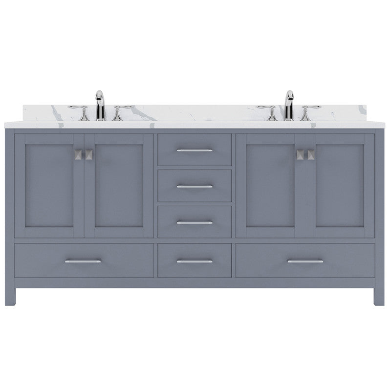 Modern Fittings Caroline Avenue 72" Double Bath Vanity with Calacatta Quartz Top and Round Sinks