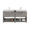 KubeBath Levi 63" Ash Gray Modern Bathroom Vanity with Cubby Hole L1600HGASH
