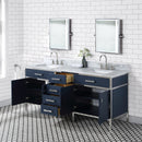 Water Creation Marquis 72" Double Sink Carrara White Marble Countertop Vanity in Monarch Blue MQ72CW01MB-000000000