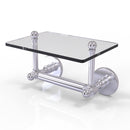 Allied Brass Prestige Skyline Collection Two Post Toilet Tissue Holder with Glass Shelf P1000-GLT-24-SCH