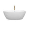 Wyndham Juno 63" Soaking Bathtub in Matte White with Shiny White Trim and Floor Mounted Faucet in Brushed Gold WCBTE306163MWSWATPGD