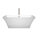 Wyndham Tiffany 59" Small Soaking Bathtub in White Brushed Nickel Trim and Brushed Nickel Floor Mounted Faucet WCBTK150459ATP11BN