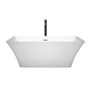 Wyndham Tiffany 59" Small Soaking Bathtub in White with Polished Chrome Trim and Floor Mounted Faucet in Matte Black WCBTK150459PCATPBK