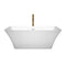 Wyndham Tiffany 59" Small Soaking Bathtub in White with Shiny White Trim and Floor Mounted Faucet in Brushed Gold WCBTK150459SWATPGD