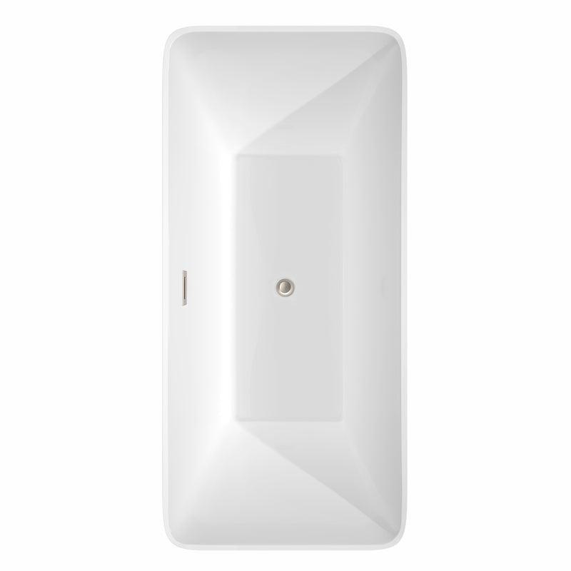 Wyndham Tiffany 67" Large Soaking Bathtub in White with Brushed Nickel Trim WCBTK150467BNTRIM