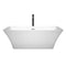 Wyndham Tiffany 67" Large Soaking Bathtub in White with Polished Chrome Trim and Floor Mounted Faucet in Matte Black WCBTK150467PCATPBK