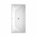 Wyndham Rachel 59" Soaking Bathtub in White with Polished Chrome Trim and Floor Mounted Faucet in Matte Black WCBTK150559PCATPBK