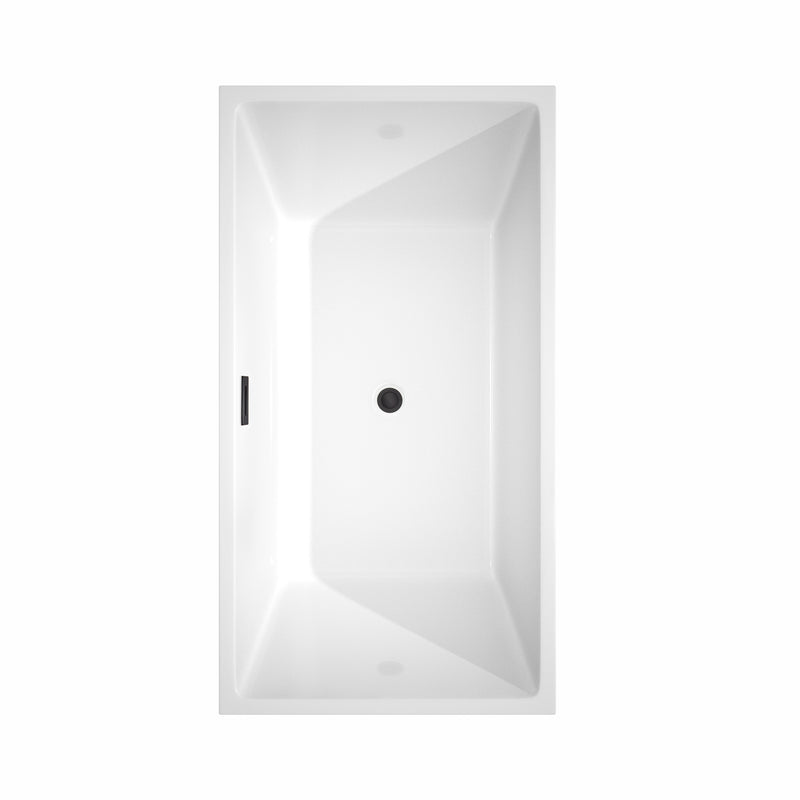 Wyndham Sara 59" Soaking Bathtub in White with Matte Black Trim WCBTK151459MBTRIM