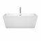 Wyndham Sara 63" Soaking Bathtub in White Brushed Nickel Trim and Brushed Nickel Floor Mounted Faucet WCBTK151463ATP11BN