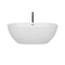 Wyndham Juno 63" Soaking Bathtub in White with Polished Chrome Trim and Floor Mounted Faucet in Matte Black WCBTK156163PCATPBK