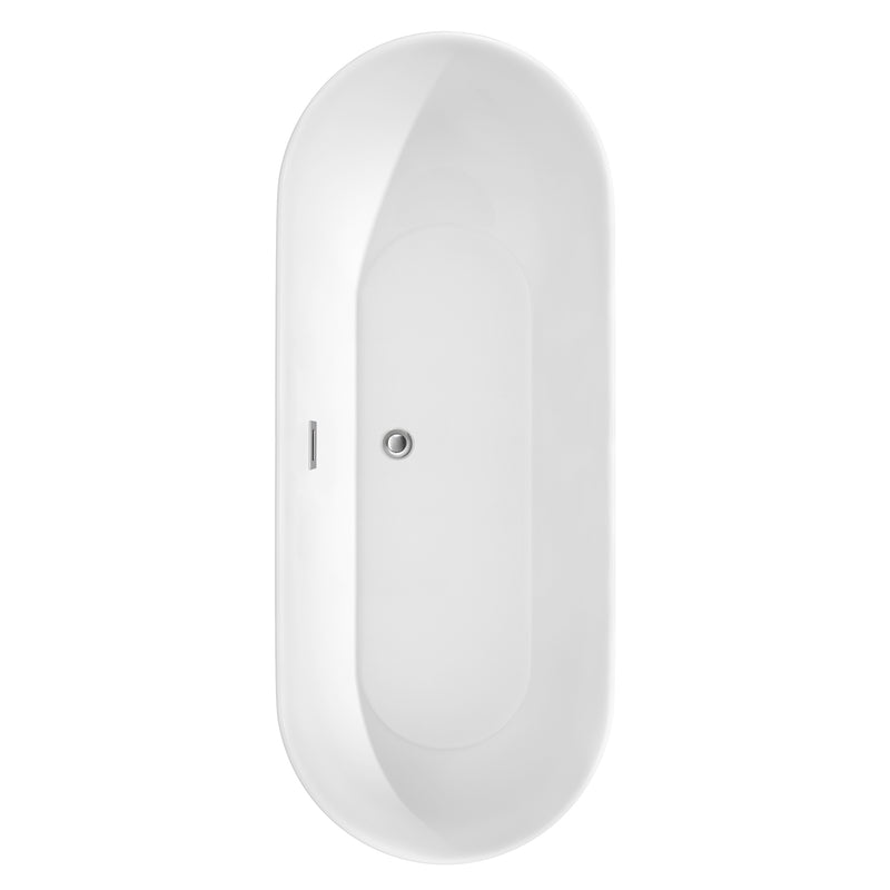 Wyndham Melissa 71" Soaking Bathtub in White with Polished Chrome Trim and Floor Mounted Faucet in Brushed Gold WCOBT100071PCATPGD