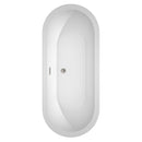 Wyndham Soho 72" Freestanding Bathtub in White with Floor Mounted Faucet Drain and Overflow Trim in Brushed Nickel WCOBT100272ATP11BN