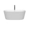 Wyndham Carissa 60" Soaking Bathtub in White with Polished Chrome Trim and Floor Mounted Faucet in Matte Black WCOBT101260PCATPBK