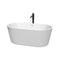 Wyndham Carissa 60" Soaking Bathtub In White With Shiny White Trim And Floor Mounted Faucet In Matte Black WCOBT101260SWATPBK