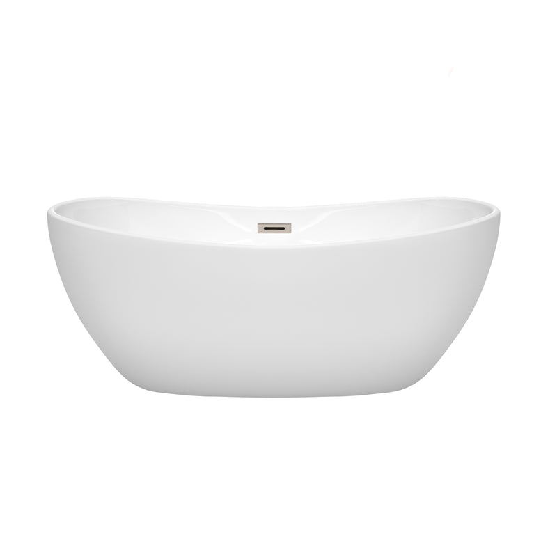 Wyndham Rebecca 60" Soaking Bathtub in White with Brushed Nickel Trim WCOBT101460BNTRIM