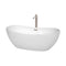 Wyndham Rebecca 65" Soaking Bathtub In White Brushed Nickel Trim And Brushed Nickel Mounted Faucet WCOBT101465ATP11BN
