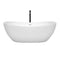 Wyndham Rebecca 65" Soaking Bathtub in White with Shiny White Trim and Floor Mounted Faucet in Matte Black WCOBT101465SWATPBK