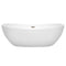 Wyndham Rebecca 70" Soaking Bathtub in White with Brushed Nickel Trim WCOBT101470BNTRIM