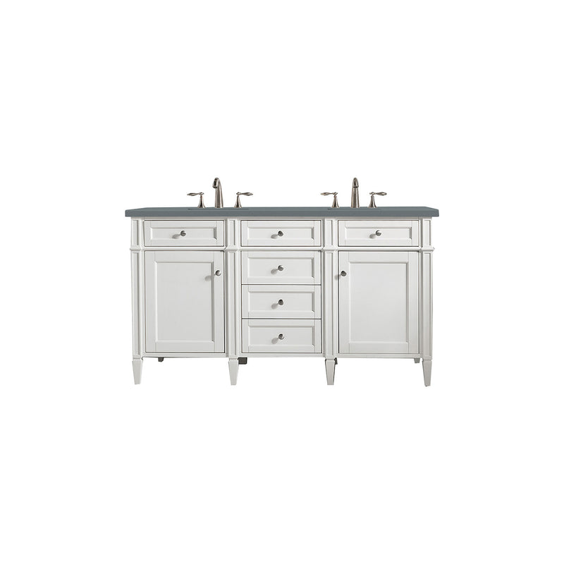 James Martin Brittany 60" Bright White Double Vanity with 3 cm Cala Blue Quartz Top 650-V60D-BW-3CBL