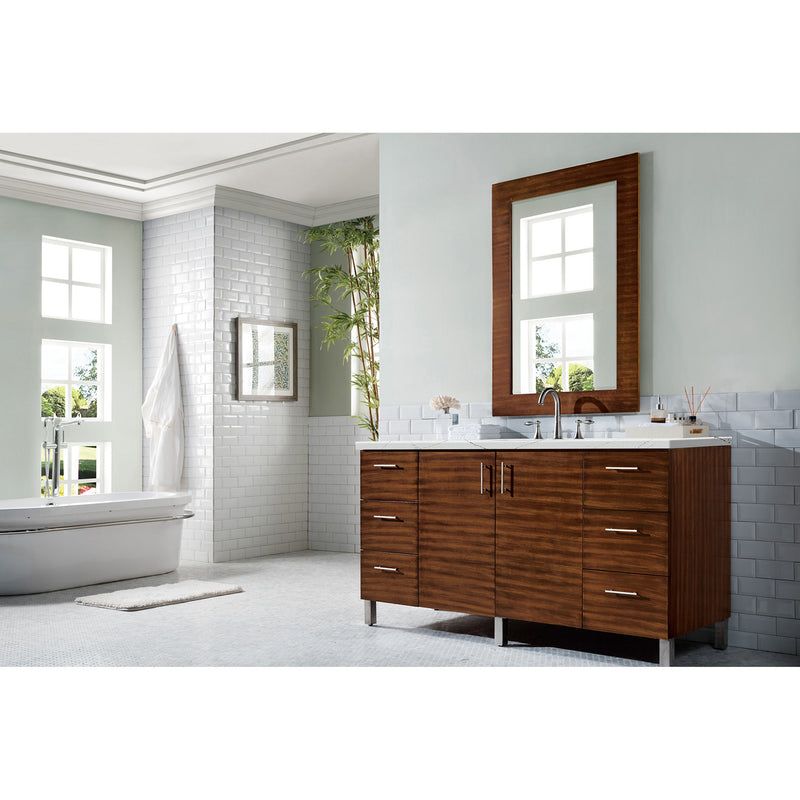 James Martin Metropolitan 60" Single Vanity American Walnut with 3 cm Ethereal Noctis Quartz Top 850-V60S-AWT-3ENC